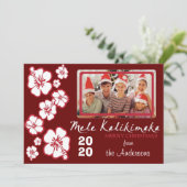 ハワイアンカスタムの写真の赤いハイビスカスクリスマスカード シーズンカード (スタンド正面)