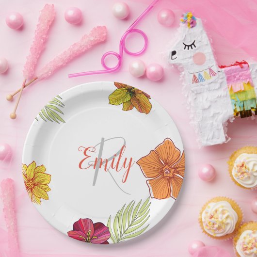 ハワイアンカスタムアロハフローラ ペーパープレート (パーティー)
