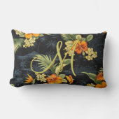 ハワイアンカスタムオレンジハイビスカスフラワーパターン ランバークッション (正面)