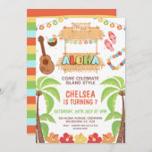 ハワイアンカラフルアロハ誕生日招待状 招待状 (正面/裏面)