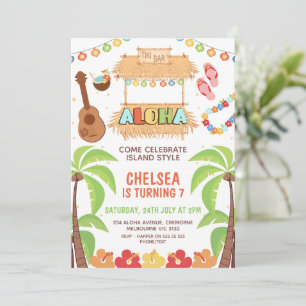 ハワイアンカラフルアロハ誕生日招待状 招待状