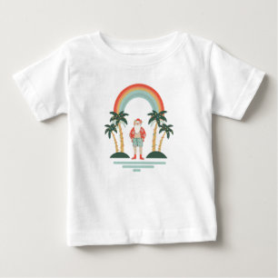 ハワイアンカラフルサンタクリスマス ベビーTシャツ
