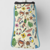 ハワイアンカラフルビーチの熱帯パターン ゴルフヘッドカバー (回転90)