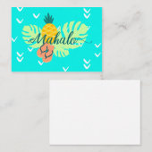 ハワイアンカラフルビーチマハロパイナップルモンステラ ノートカード (正面/裏面)