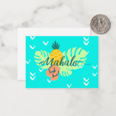 ハワイアンカラフルビーチマハロパイナップルモンステラ ノートカード (正面/裏面インサイチュ)