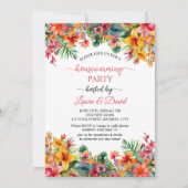 ハワイアンカラフルフローラ引っ越し祝いパーティーパーティー 招待状 (正面)