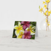 ハワイアンカラフルプルミアス折り畳みグリーティングカード カード (黄色い花)