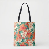 ハワイアンカラフル熱帯花 トートバッグ (正面)