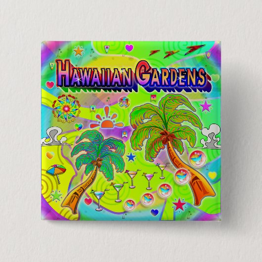 ハワイアンガーデンズマインドフォーカスボタン 缶バッジ (正面)