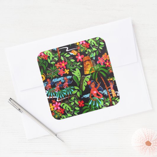 ハワイアンガールズシール スクエアシール (封筒)