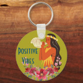 ハワイアンガール吹ズコンチシェルパーソナライズされた キーホルダー (正面)