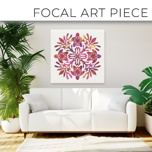 ハワイアンキルトホンウ（ウミガメ） キャンバスプリント