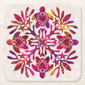 ハワイアンキルトホンウ（ウミガメ） スクエアペーパーコースター (正面)