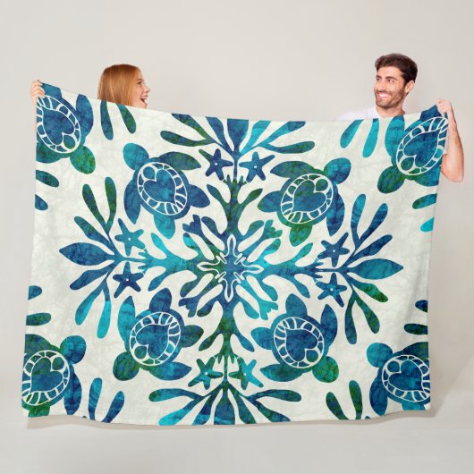 ハワイアンキルトホンウ（ウミガメ） フリースブランケット (インサイチュ)