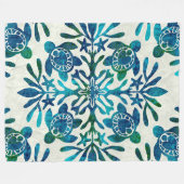 ハワイアンキルトホンウ（ウミガメ） フリースブランケット (正面(横))