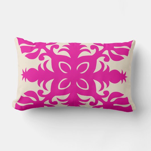 ハワイアンキルト枕-パイナップル ランバークッション (正面)