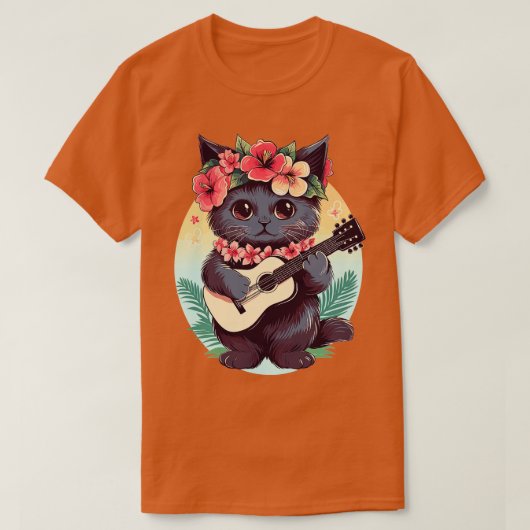 ハワイアンギターミュージックコンサートおもしろいフェスティバルCat H Tシャツ (デザイン正面)