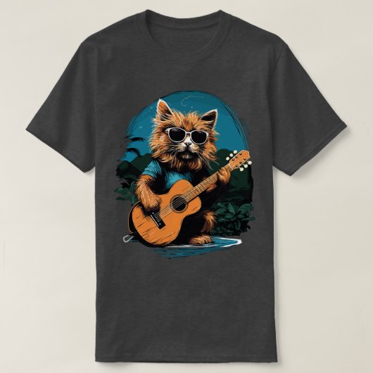 ハワイアンギターミュージックコンサートおもしろいフェスティバルCat H Tシャツ (デザイン正面)