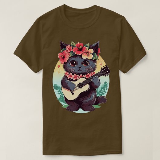 ハワイアンギターミュージックコンサートおもしろいフェスティバルCat H Tシャツ (デザイン正面)