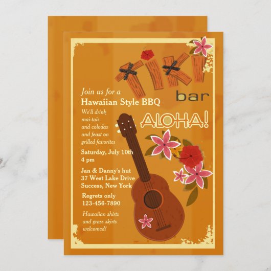 ハワイアンギター招待状 招待状 (正面/裏面)
