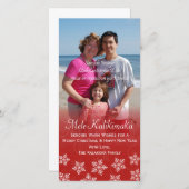 ハワイアンクリスマスハイビスカススノーフレークフォトカード シーズンカード (正面/裏面)