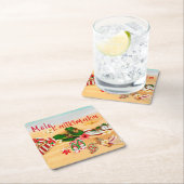 ハワイアンクリスマスビーチコースター スクエアペーパーコースター (インサイチュ)