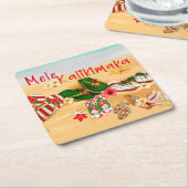 ハワイアンクリスマスビーチコースター スクエアペーパーコースター (アングル)