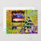 ハワイアンクリスマスホリデーのグリーティングポストカード シーズンポストカード (正面/裏面)