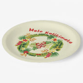 ハワイアンクリスマスリース紙プレート ペーパープレート (アングル)