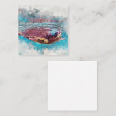 ハワイアングリーンシータートルウォーターカ絵画ラーズ スクエア名刺 (正面/裏面)