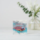 ハワイアングリーンシータートルウォーターカ絵画ラーズ スクエア名刺 (スタンド正面)