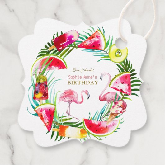 ハワイアングリーンリーフルーツバーズプール誕生日 フェイバータグ (裏面)