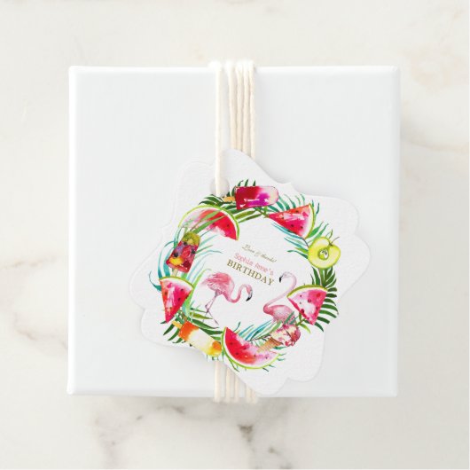 ハワイアングリーンリーフルーツバーズプール誕生日 フェイバータグ (インサイチュ)