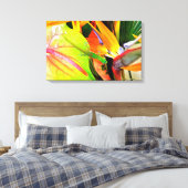 ハワイアンゲッコオントロピカルフラワー キャンバスプリント (インサイチュ (寝室))