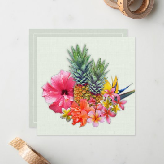 ハワイアンコレクションプルメリアパイナップルスモール ノートカード (正面/裏面インサイチュ)