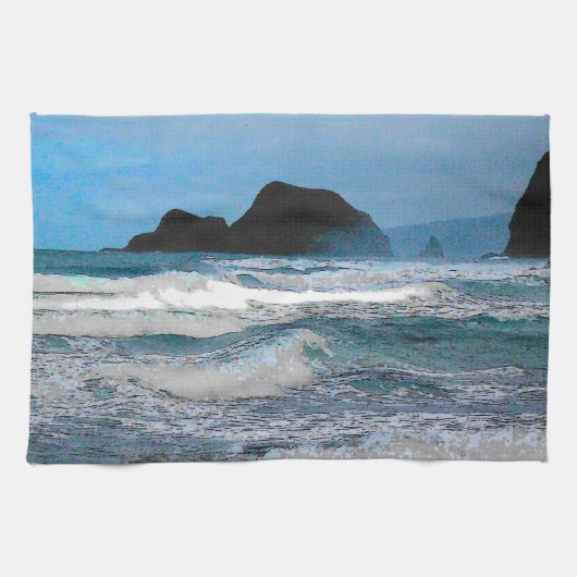 ハワイアンコースタルアイランド海トロピカルパラダイス キッチンタオル (横)