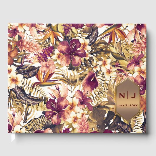 ハワイアンゴールデントロピッエレガントクスヴィンテージウェディング ゲストブック (正面)