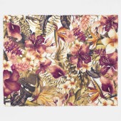 ハワイアンゴールデントロフィエレガントックスモダンヴィンテージ フリースブランケット (正面(横))