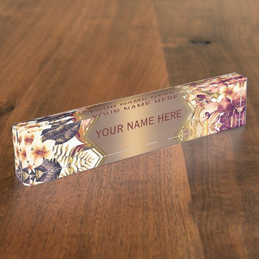 ハワイアンゴールデントロフィエレガントックスヴィンテージグラム デスクネームプレート (側面)