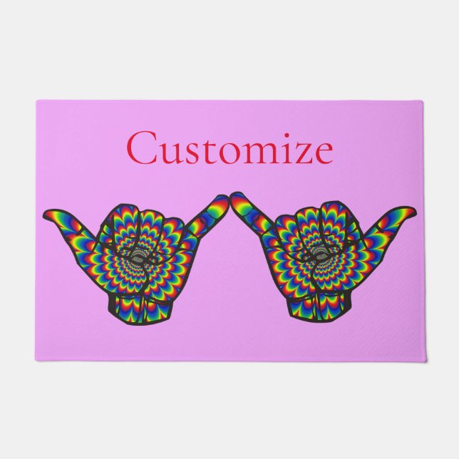 ハワイアンサイケデリックシャカサンダー_コーブ ドアマット (正面)