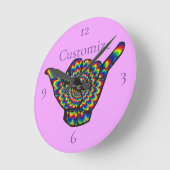 ハワイアンサイケデリックシャカサンダー_コーブ ラウンド壁時計 (傾斜)