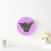 ハワイアンサイケデリックシャカサンダー_コーブ ラウンド壁時計 (ホーム)