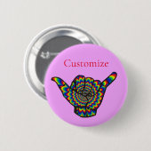 ハワイアンサイケデリックシャカサンダー_コーブ 缶バッジ (正面&裏面)