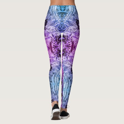 ハワイアンサイケデリックジャングルタトオフララルパターン レギンス (裏面)