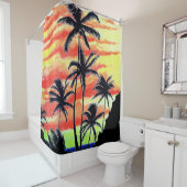 ハワイアンサンセットココパームズ シャワーカーテン (インサイチュ)