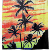 ハワイアンサンセットココパームズ シャワーカーテン (正面)