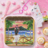 ハワイアンサンセットフラダンサー ペーパープレート (パーティー)