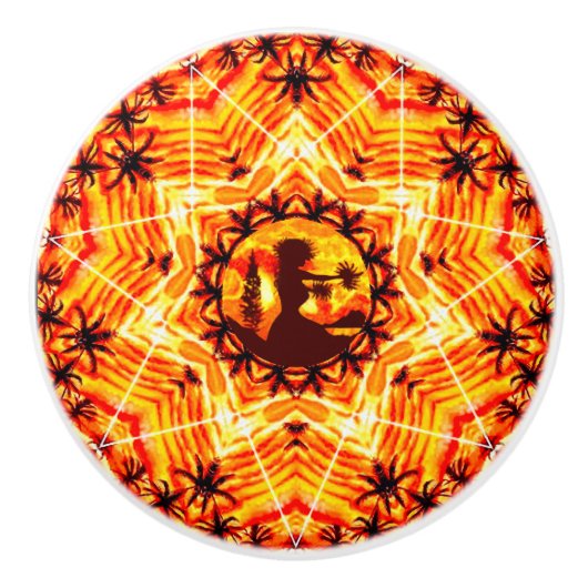 ハワイアンサンセットフラパームズ セラミックノブ (正面)