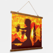 ハワイアンサンセットフラパームズ 吊り下げ型タペストリー (傾斜あり)