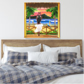ハワイアンサンセットフラ キャンバスプリント (インサイチュ (寝室))
